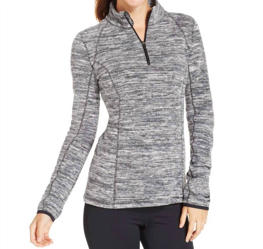 NEW IDEOLOGY activewear space dye half zip fleece pullover in black